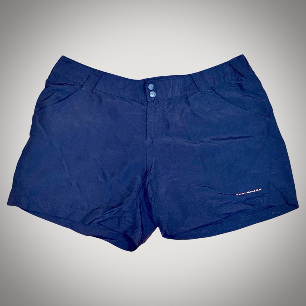 COLUMBIA PFG Shorts Womens XL Navy Coral Point II Omni-Shade UPF 30 Nylon~221